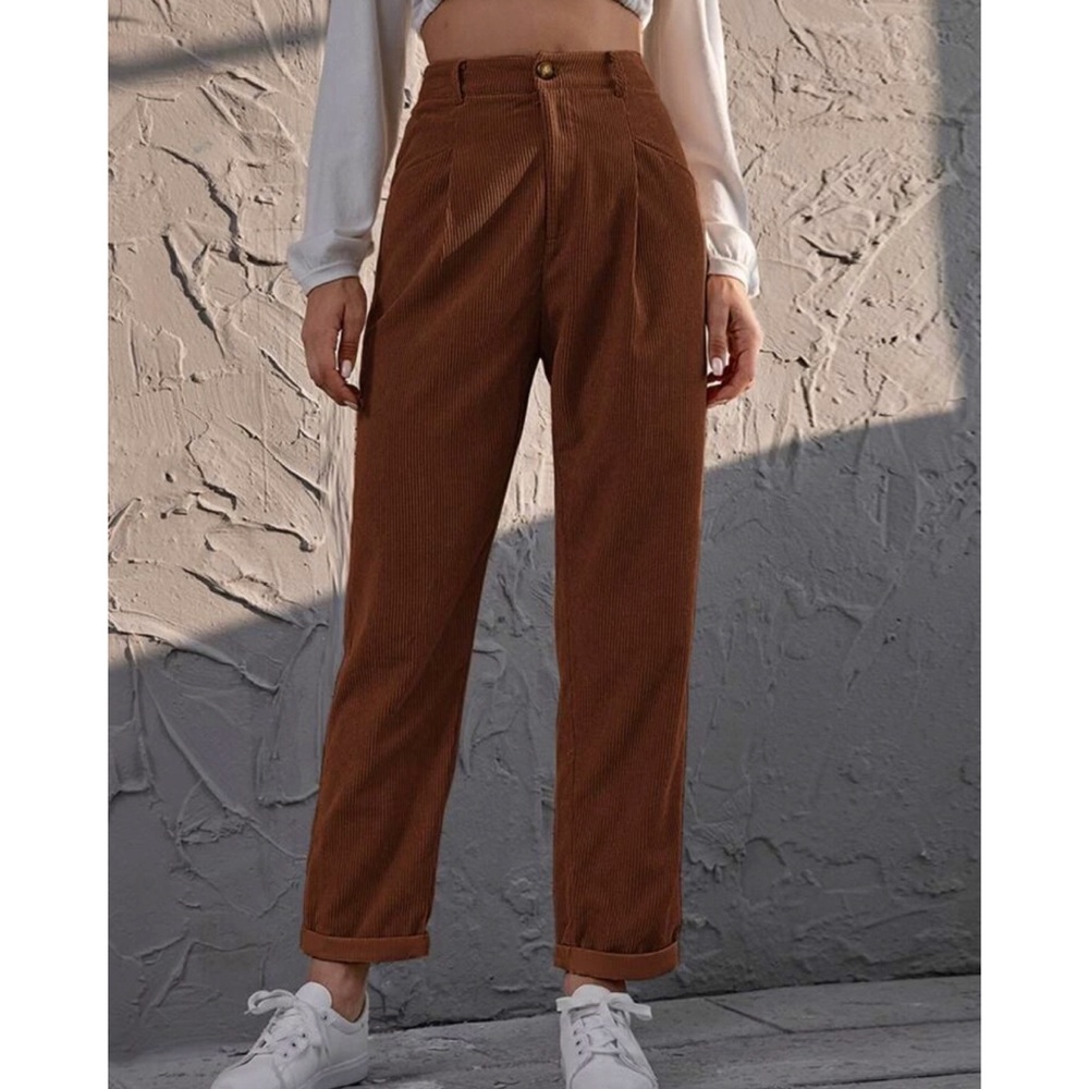 Brown Corduroy Straight-Leg pants